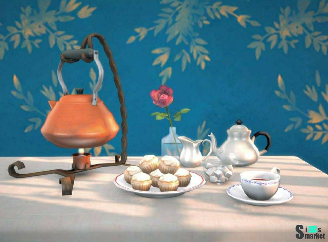Набор посуды "Vintage tea set" для Симс 4. Скачать мод