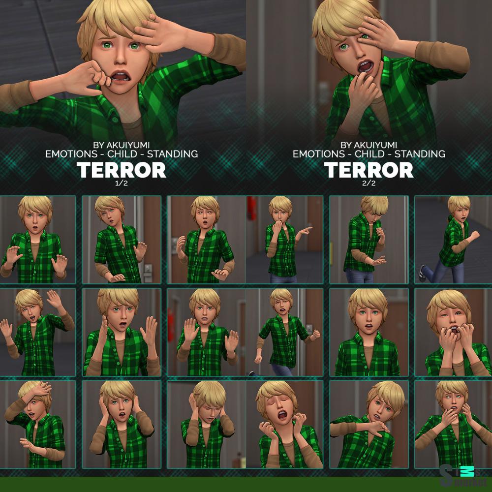 Набор поз "Emotions: Terror, child (free 4feb)"-для Симс 4 для Симс 4. Скачать мод