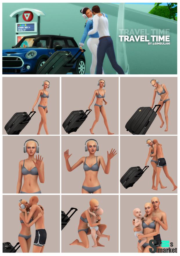 Набор  позы "#329 Pose Pack | Travel Time"-для Симс 4 для Симс 4. Скачать мод