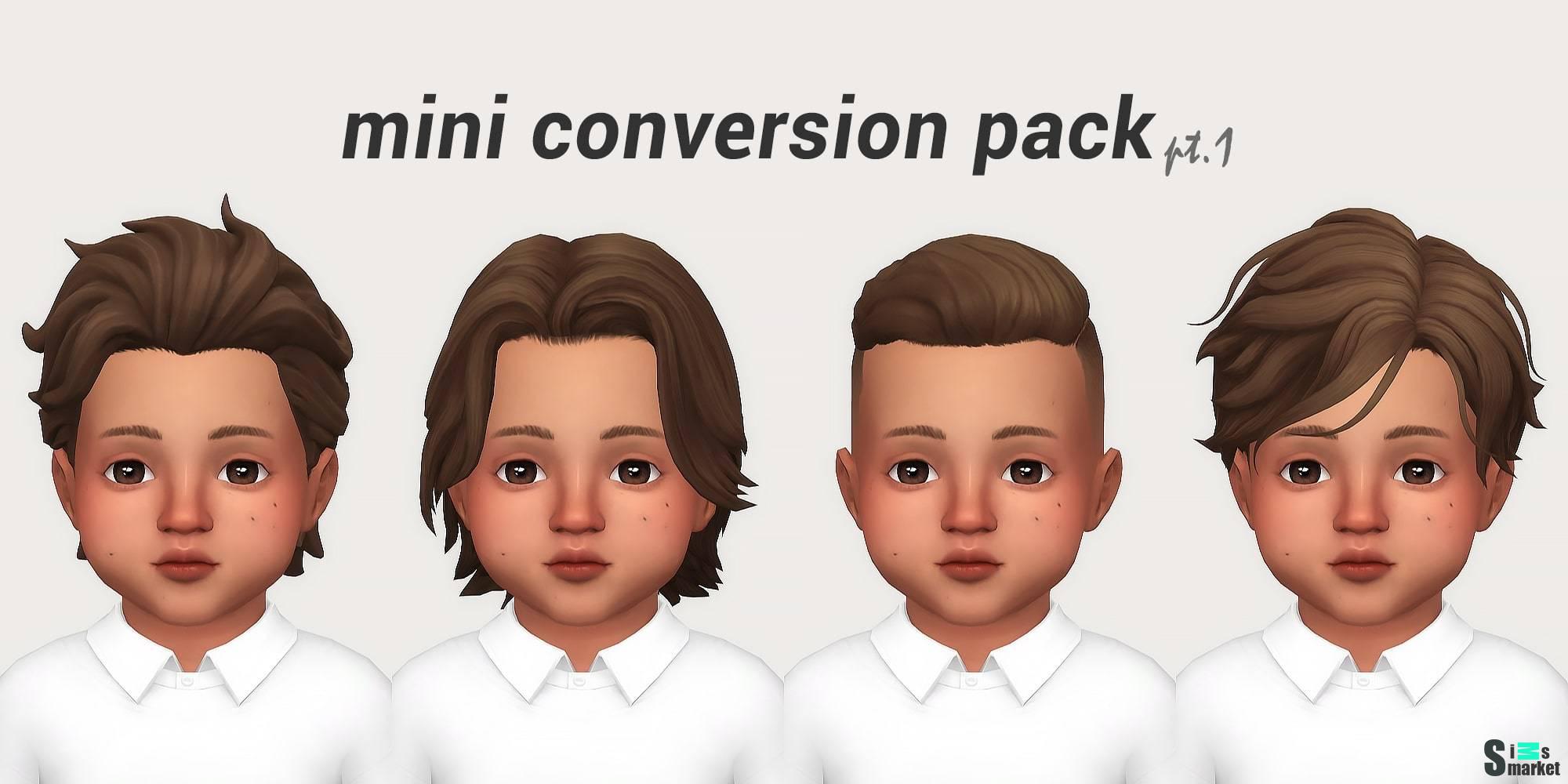 Набор причесок для тоддлеров "mini conversions pack pt.1" для Симс 4 для Симс 4. Скачать мод