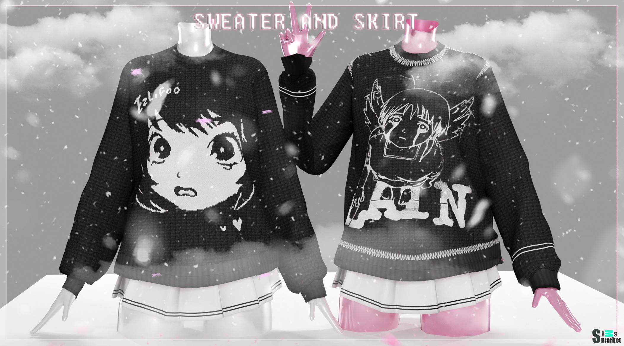 Набор Sweater  and skirt by Babyetears для Симс 4. Скачать мод