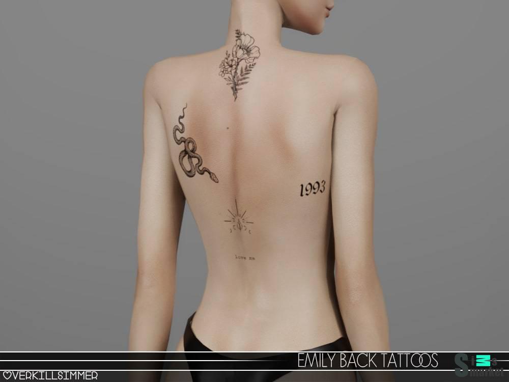 Набор тату "Emily back tattoos" для Симс 4 для Симс 4. Скачать мод