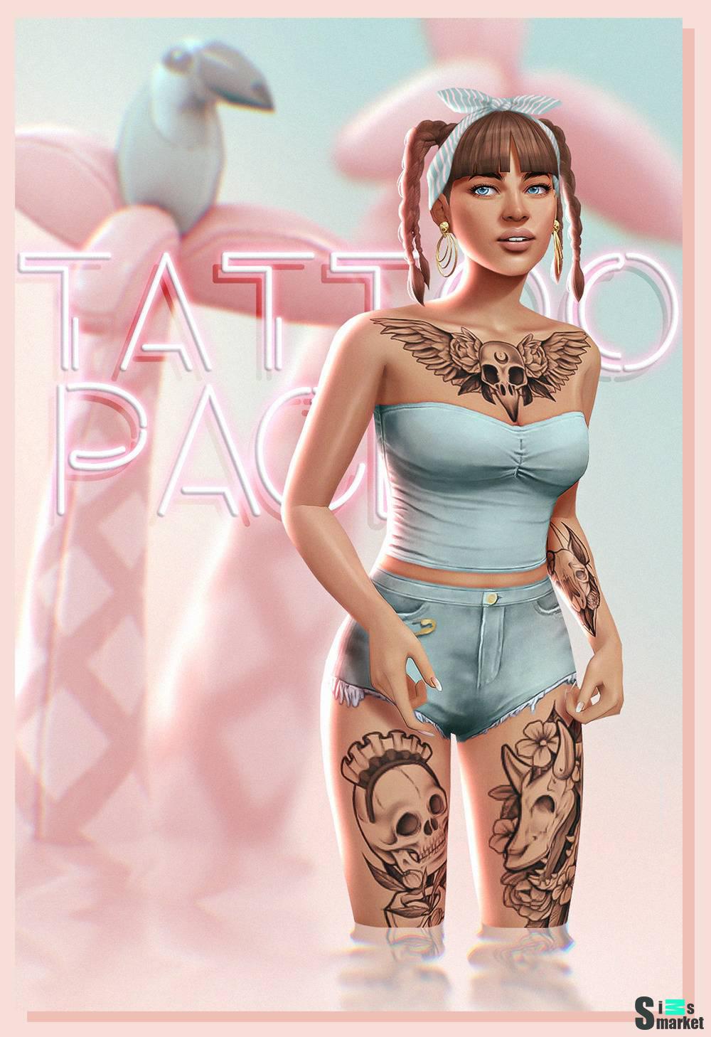 Набор татуировок "Tattoo Pack N1" для Симс 4 для Симс 4. Скачать мод