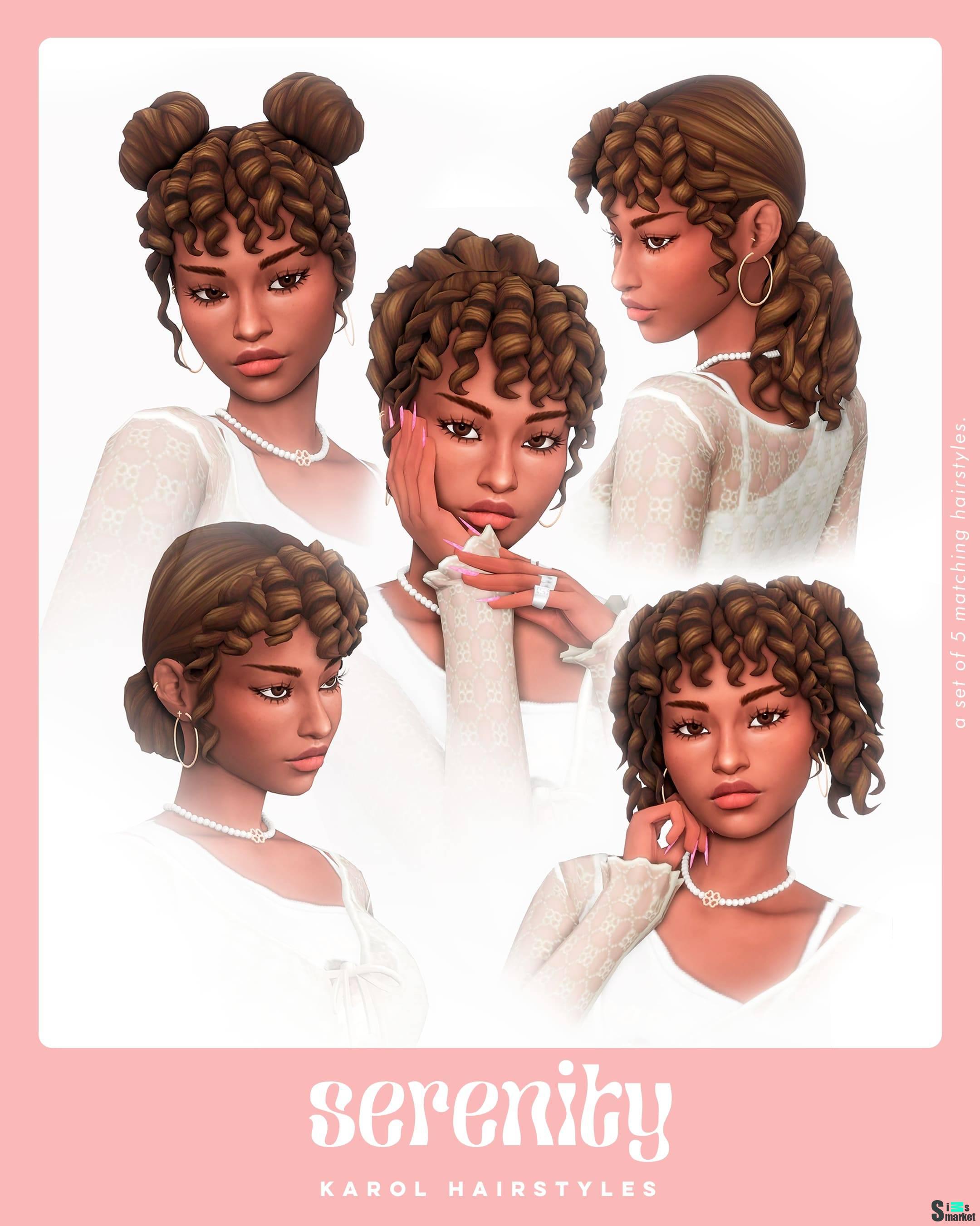 Набор женских причесок "Karol Hairstyles" для Симс 4 для Симс 4. Скачать мод