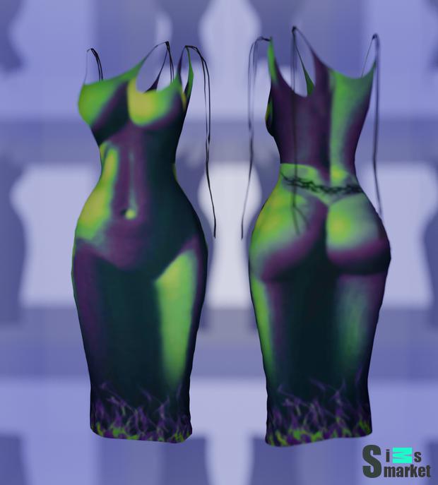 Naked Trompe L’oeil Mesh Dress для Симс 4. Скачать мод