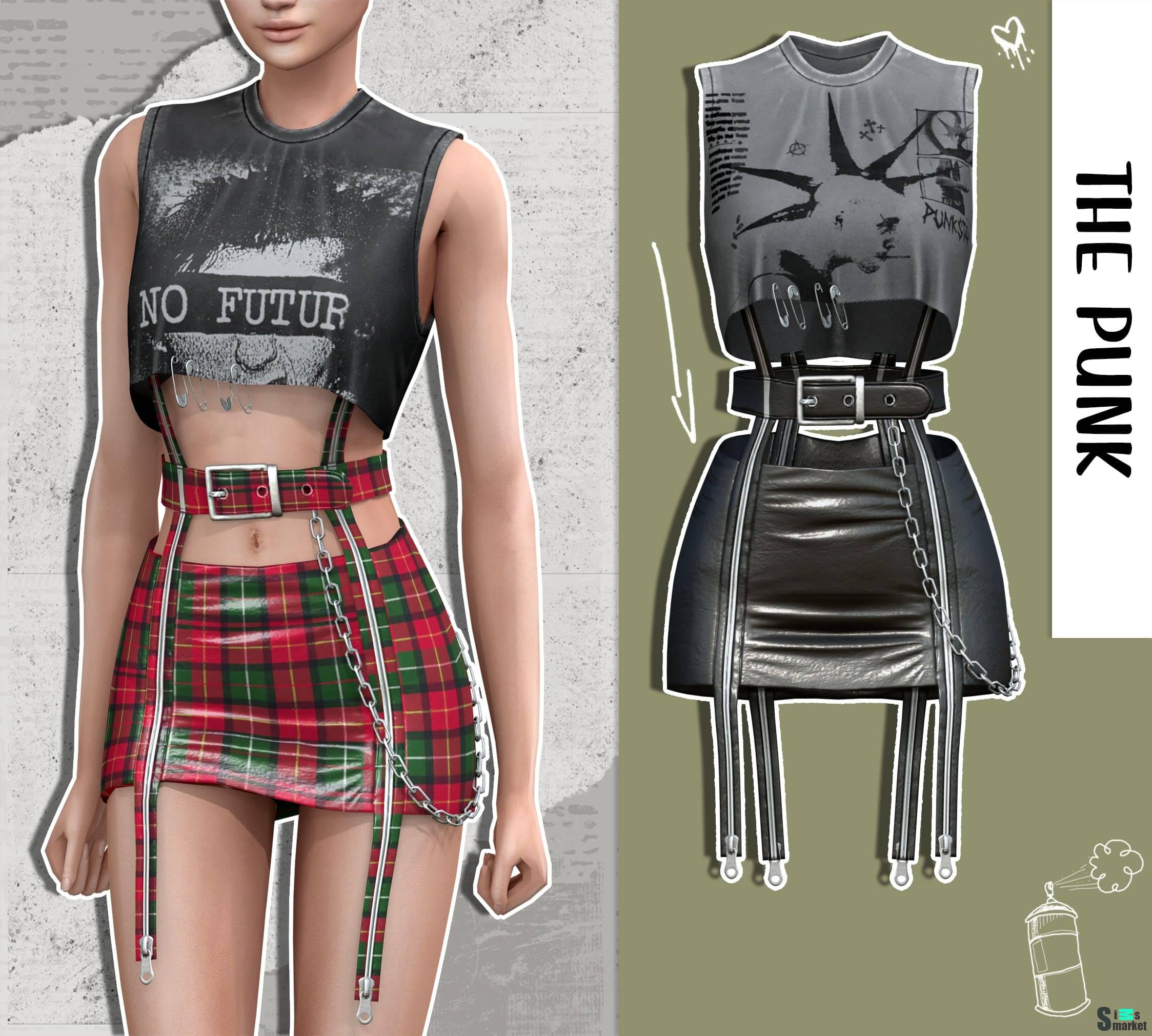 Наряд для симочки "The Punk"  для Симс 4. Скачать мод