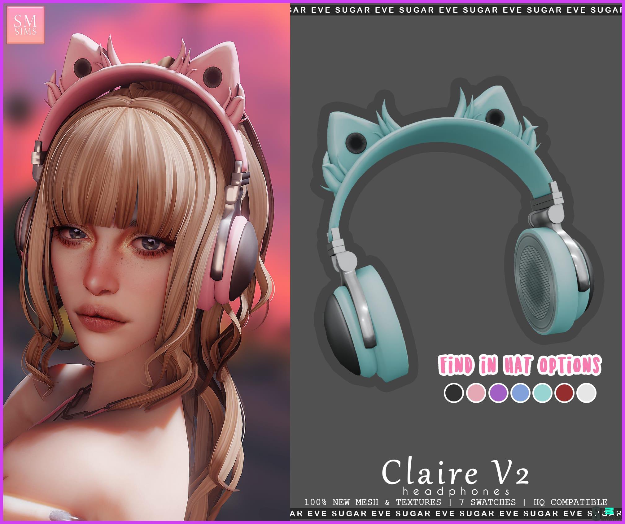 Наушники "Claire Headphones v2" для Симс 4. Скачать мод