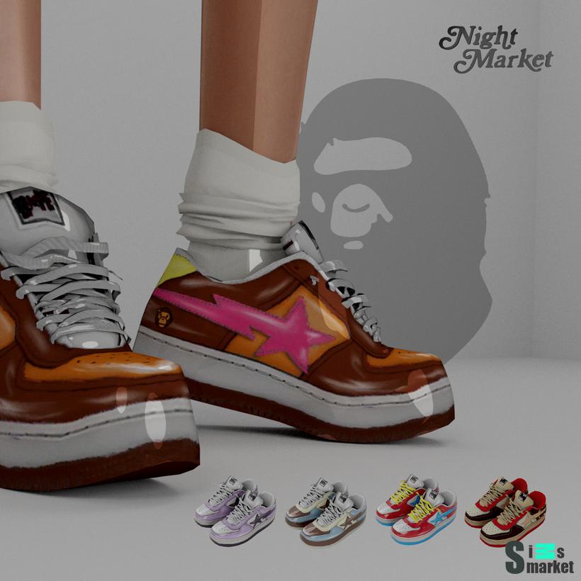 [NIGHT MARKET] BAPESTA SNEAKERS recolor для Симс 4. Скачать мод