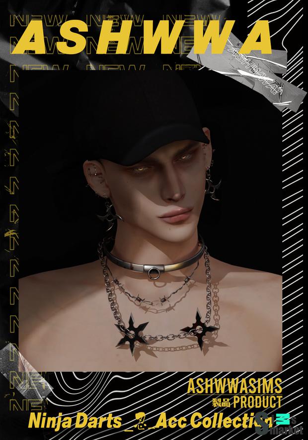 Ninja Darts_choker by ASHwwa для Симс 4. Скачать мод