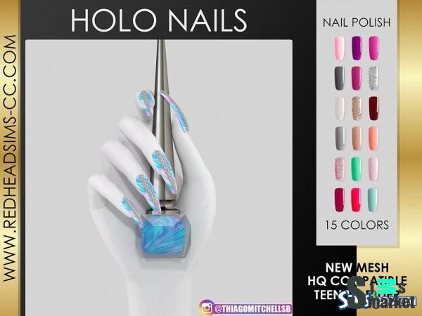 Ногти HOLO от Redhead Sims для Симс 4. Скачать мод