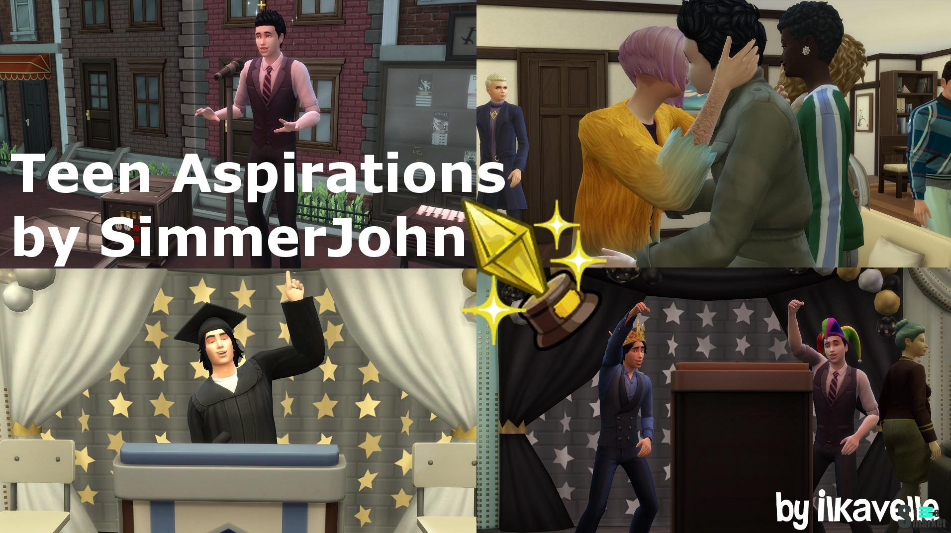 Новые Жизненные Цели для Подростков / SimmerJohn's Teen Aspirations (06.05.2023) для Симс 4. Скачать мод