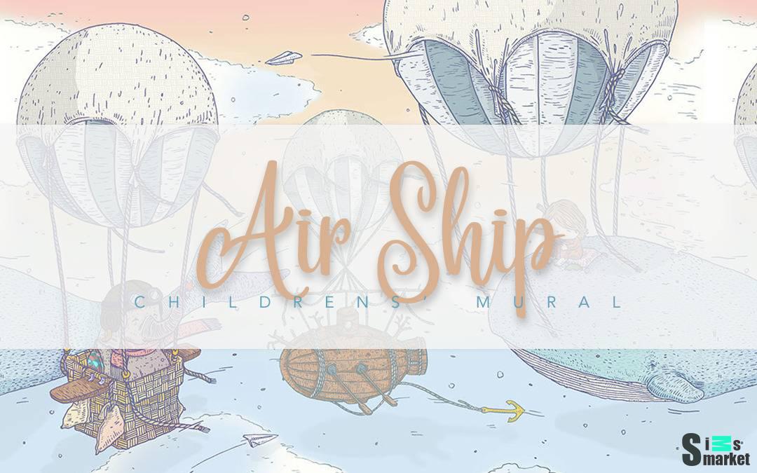 Обои "Airship Children's Mural" для Симс 4 для Симс 4. Скачать мод