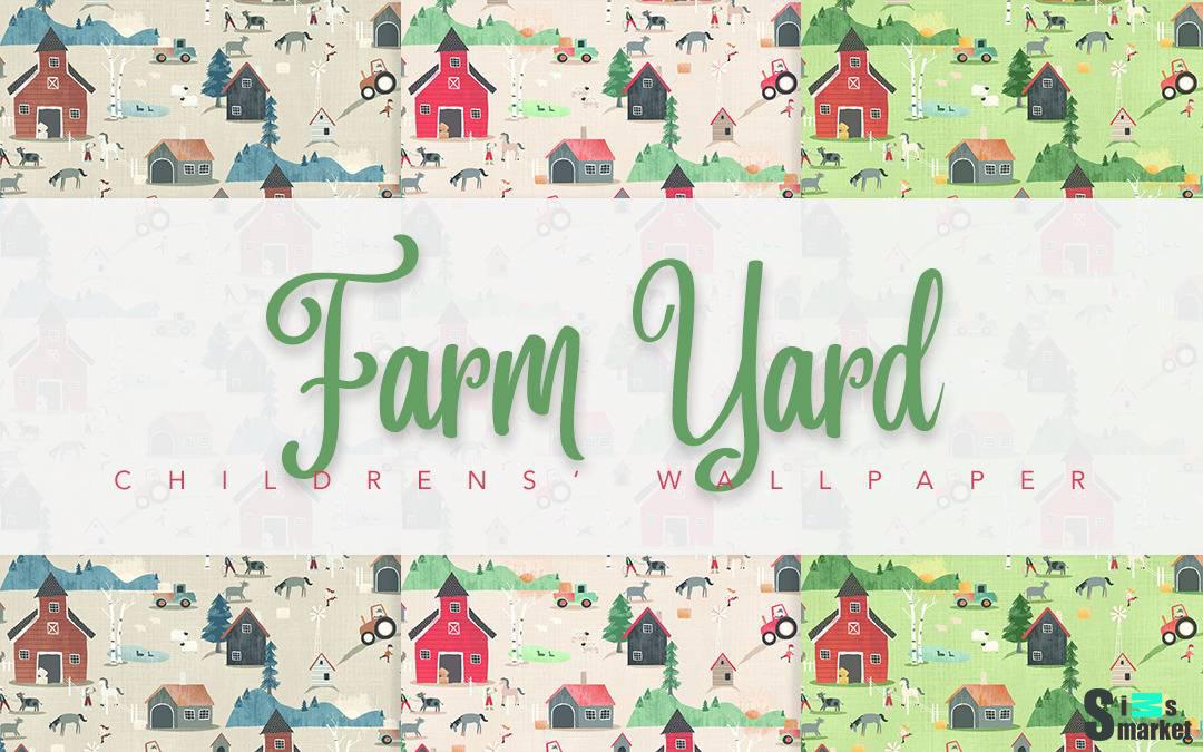 Обои для детской "Farm Yard Children's Wallpaper" для Симс 4 для Симс 4. Скачать мод