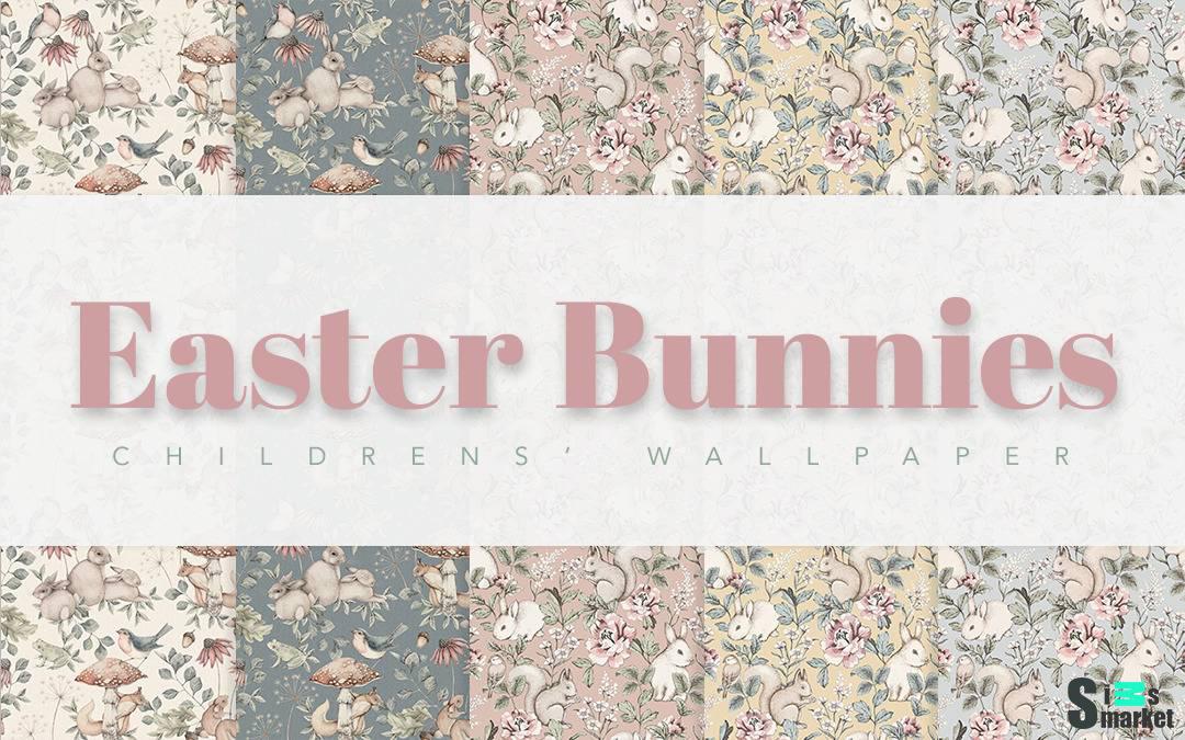 Обои "Easter Bunnies Children's Wallpaper" для Симс 4 для Симс 4. Скачать мод