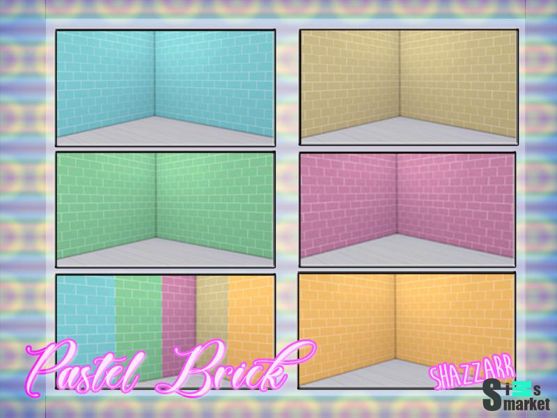 Обои Pastel Brick для Симс 4. Скачать мод