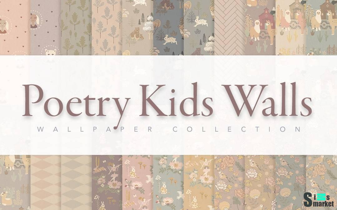 Обои "Poetry Kids Walls" для Симс 4 для Симс 4. Скачать мод