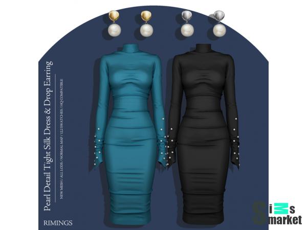 Обтягивающее платье by RIMINGs для Симс 4. Скачать мод