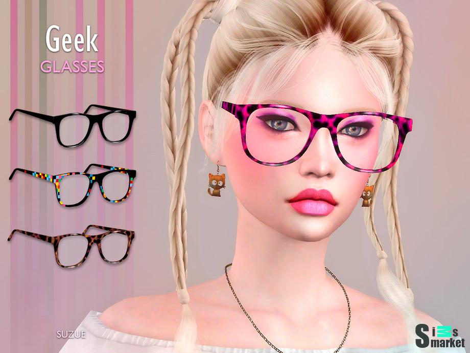 Очки Geek by Suzue для Симс 4. Скачать мод