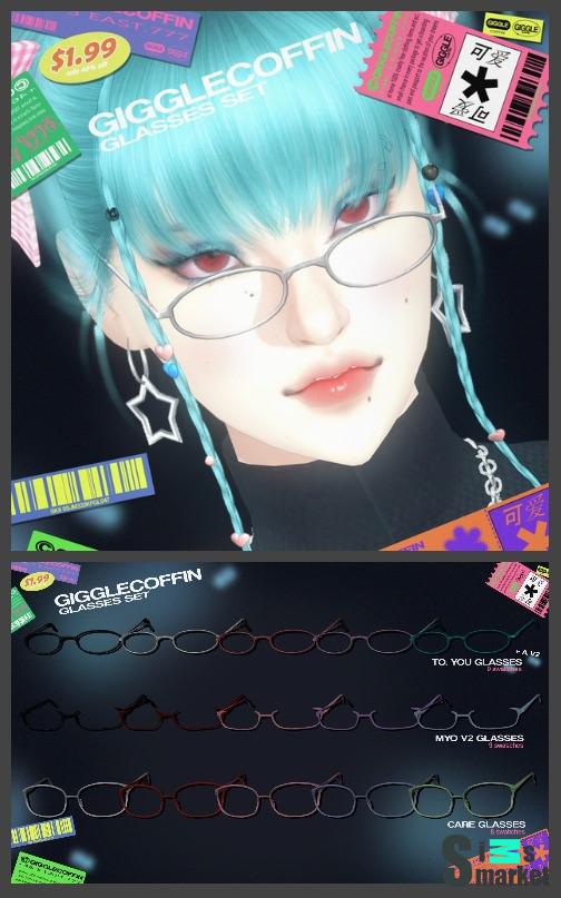 Очки "(GIGGLECOFFIN) GLASSES SET 2" - для Симс 4 для Симс 4. Скачать мод