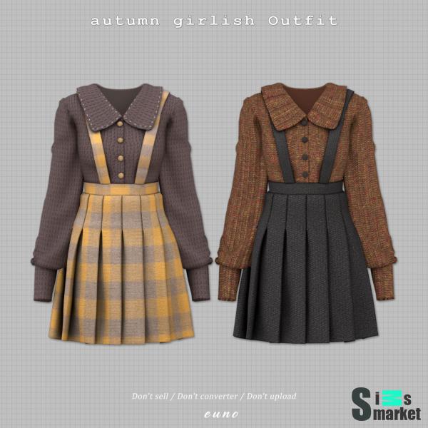 Осенний девичий наряд для Симс 4. Скачать мод
