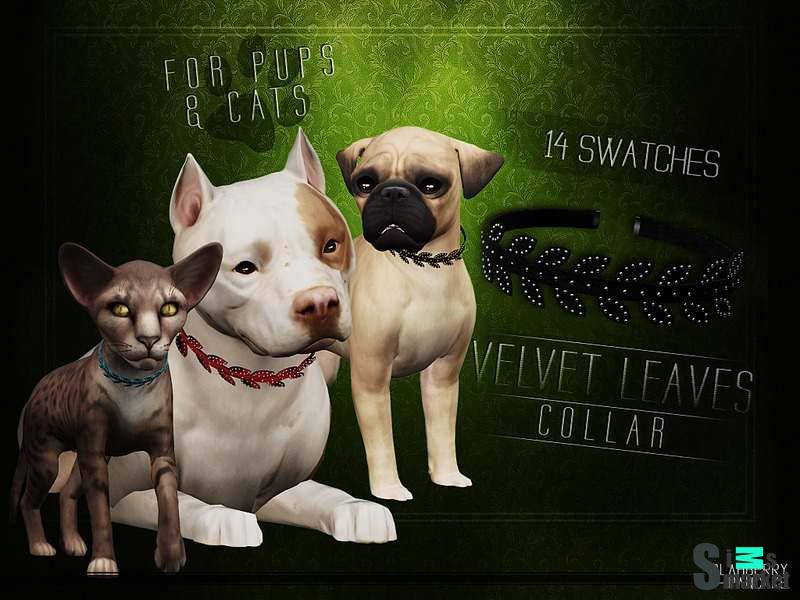 Ошейник "Velvet Leaves Collar for Cats and Dogs" для Симс 4 для Симс 4. Скачать мод