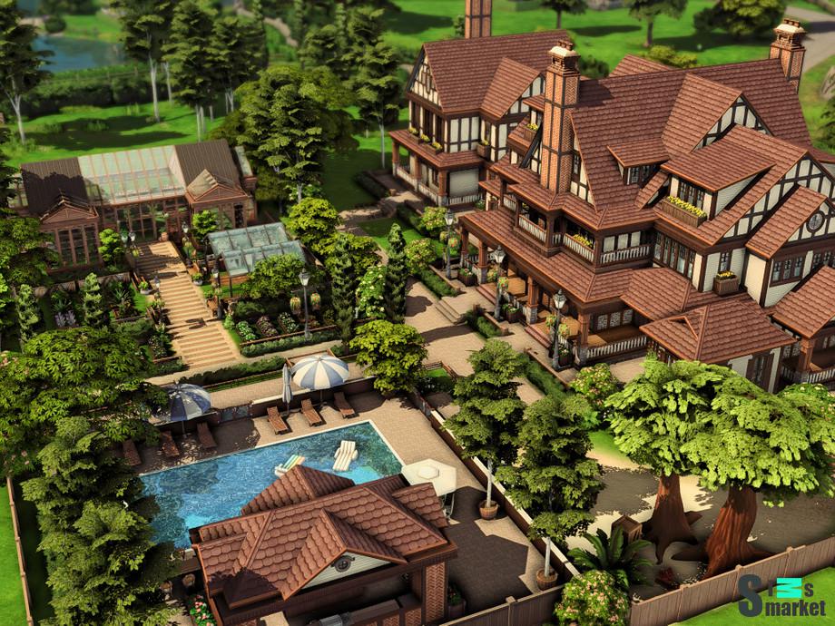 Особняк "Tudor Mansion with Big Greenhouse"-для Симс 4 для Симс 4. Скачать мод