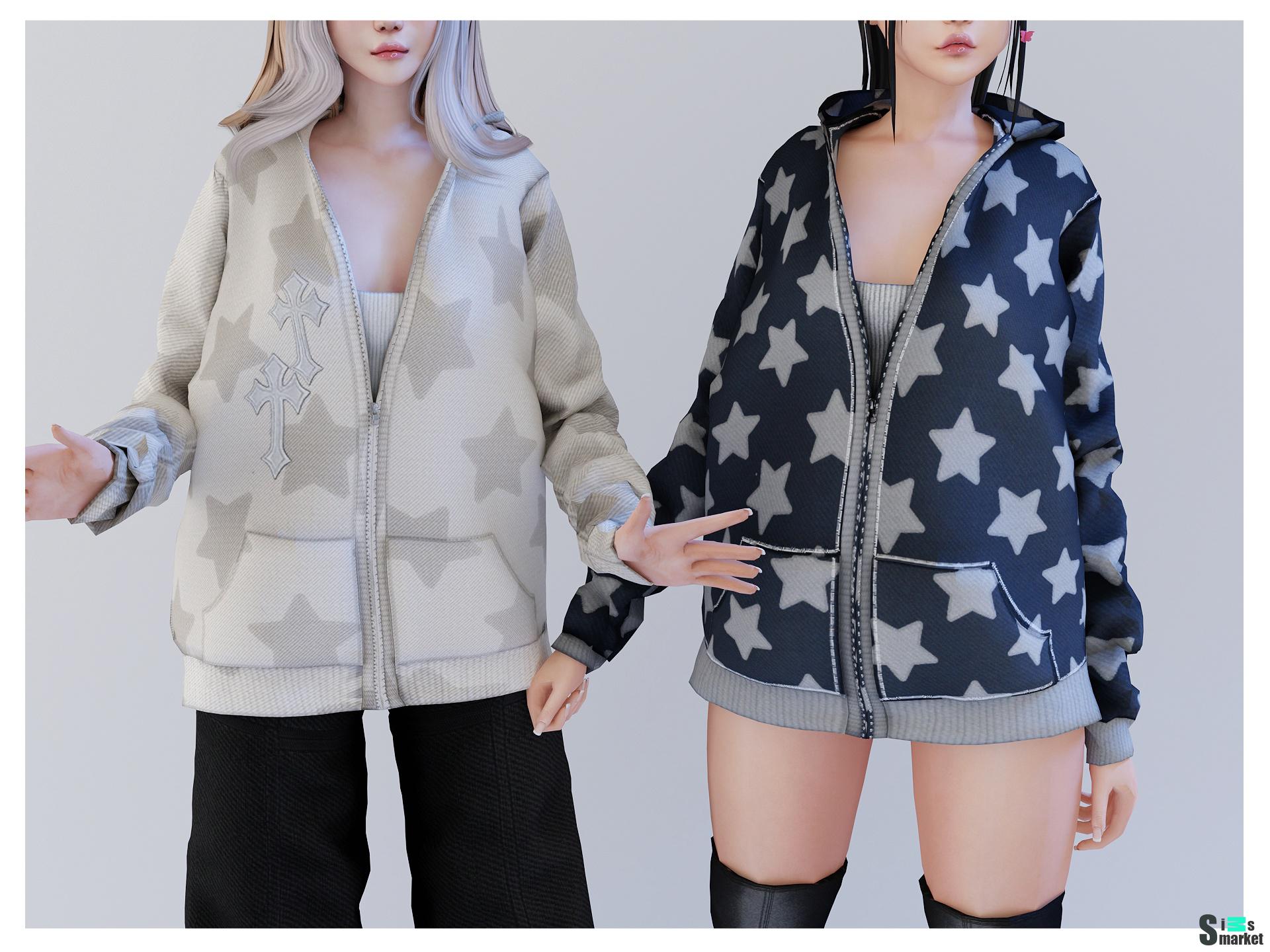 Оверсайз худи with tank top by Babyetears  для Симс 4. Скачать мод