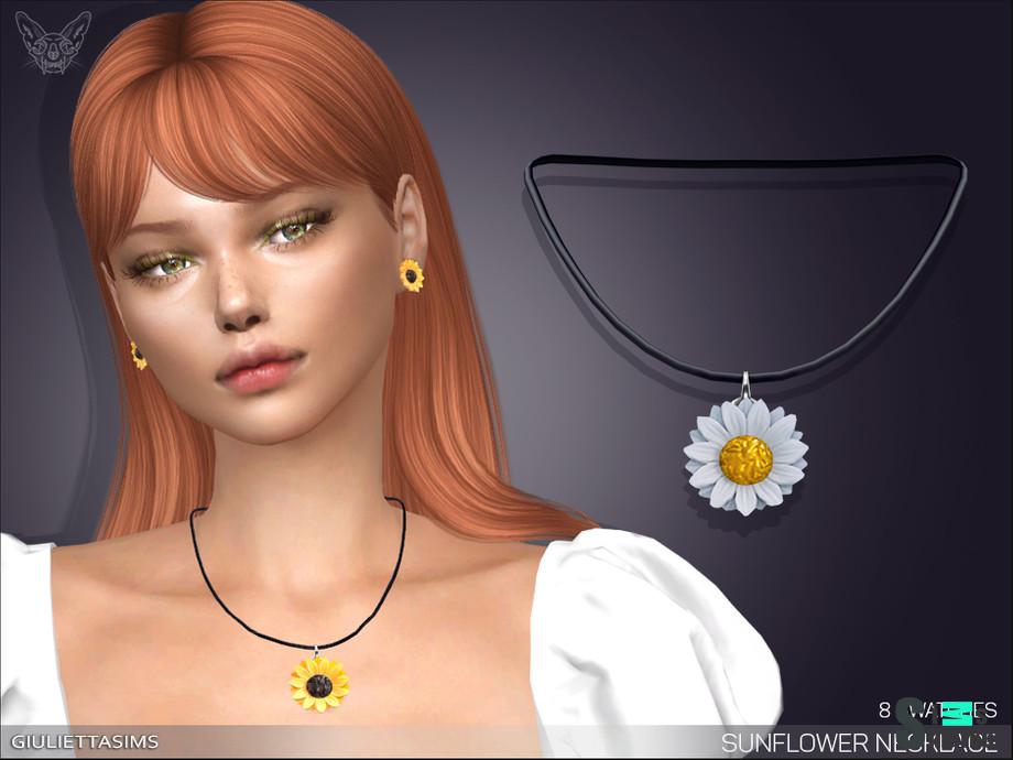 Ожерелье Sunflower by feyona для Симс 4. Скачать мод