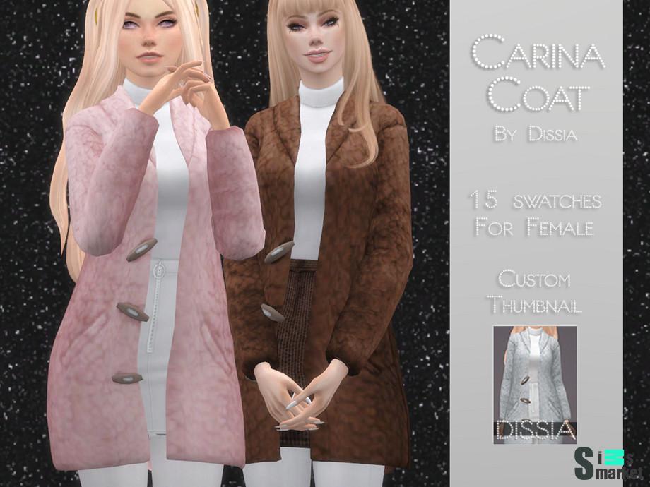 Пальто Carina by Dissia для Симс 4. Скачать мод