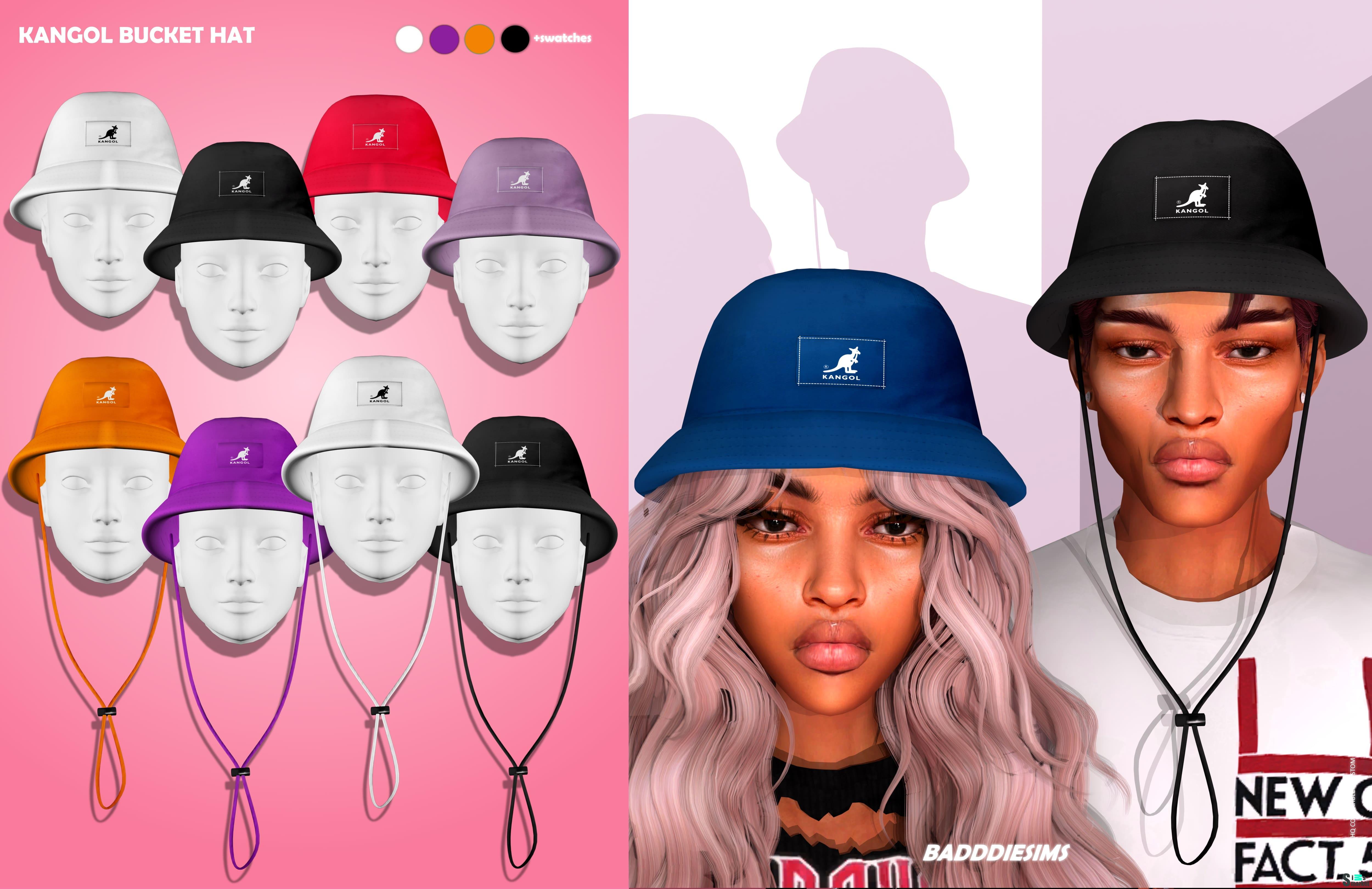 Панама KANGOL by BADDDIESIMS для Симс 4. Скачать мод