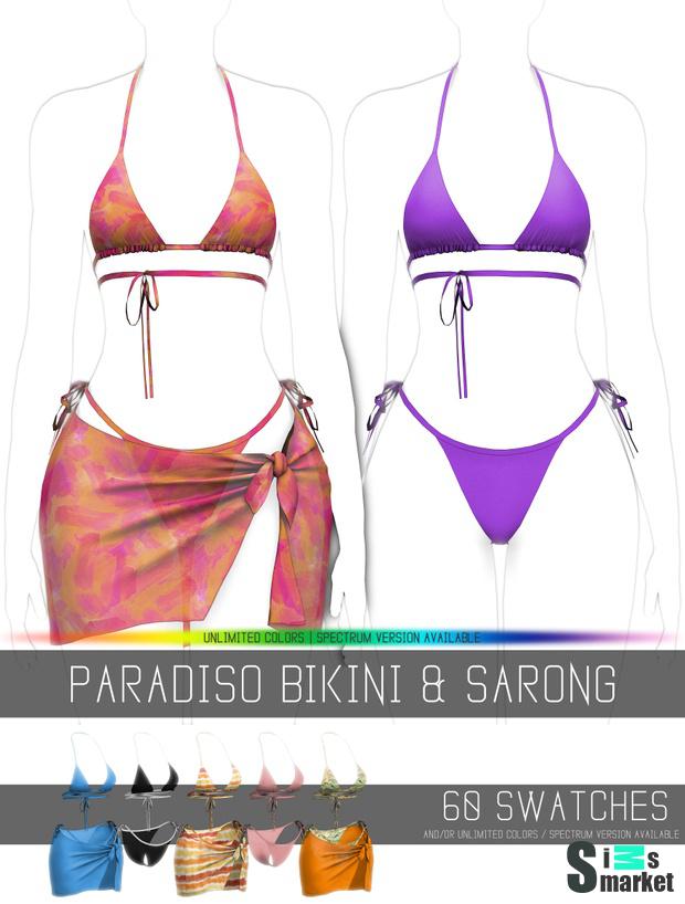 PARADISO BIKINI & SARONG для Симс 4. Скачать мод