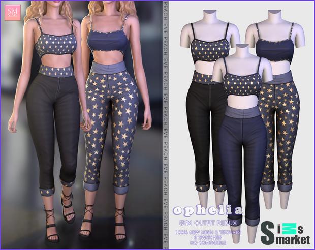 Peach | Ophelia Gym Outfit Redux для Симс 4. Скачать мод