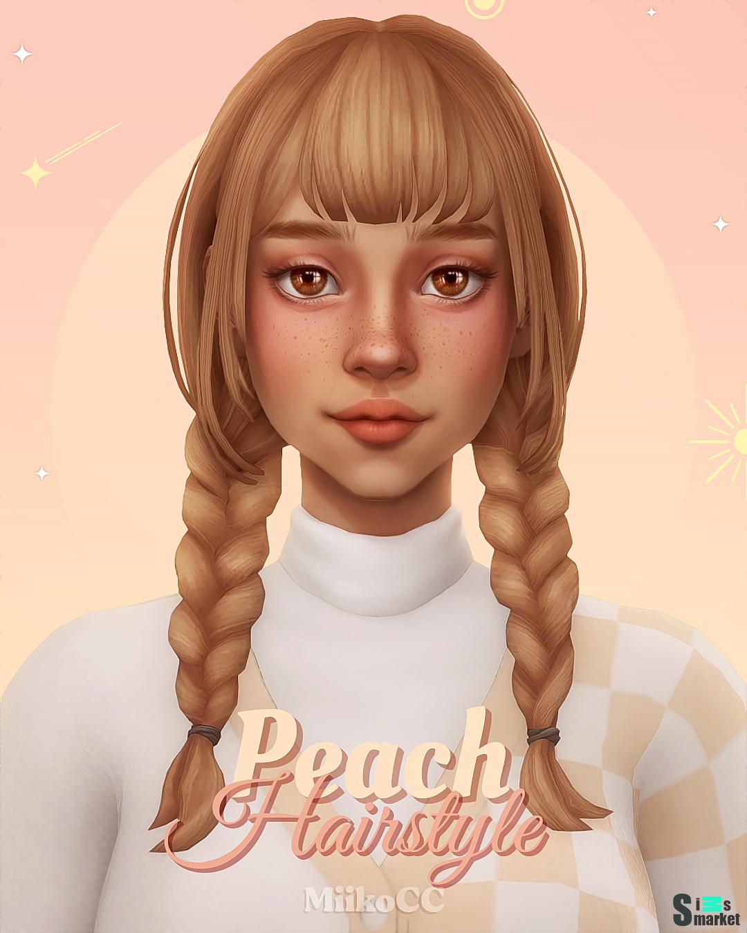персиковые волосы от MIIKOCC для Симс 4. Скачать мод