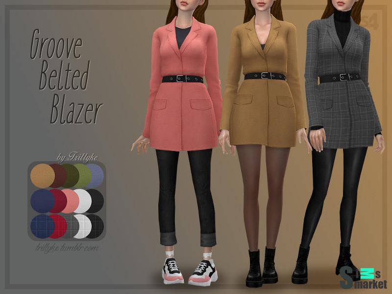 Пиджак Groove Blazer от Trillyke  для Симс 4. Скачать мод