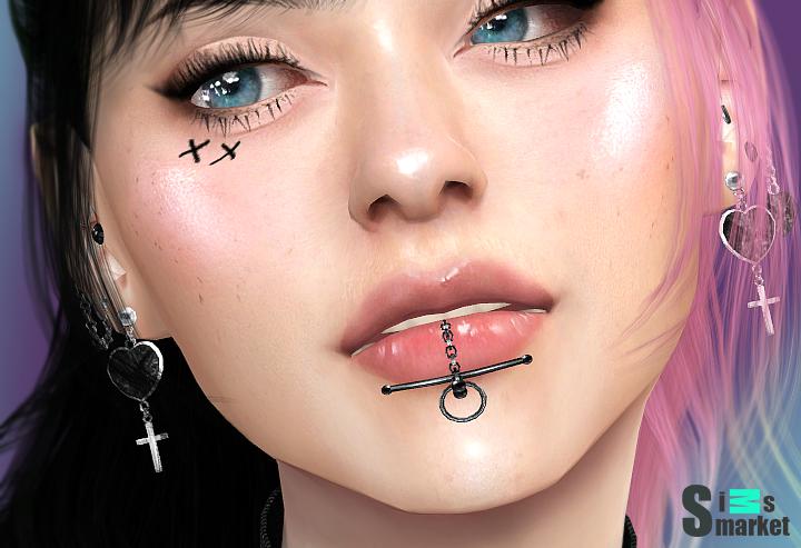 Пирсинг NEW W by  Pralinesims для Симс 4. Скачать мод