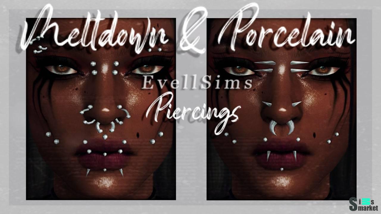 Пирсинг сет "Meltdown & Porcelain Face Piercings" для Симс 4 для Симс 4. Скачать мод