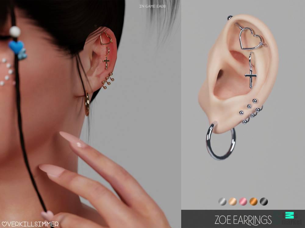 Пирсинг сет "Zoe earrings" для Симс 4 для Симс 4. Скачать мод