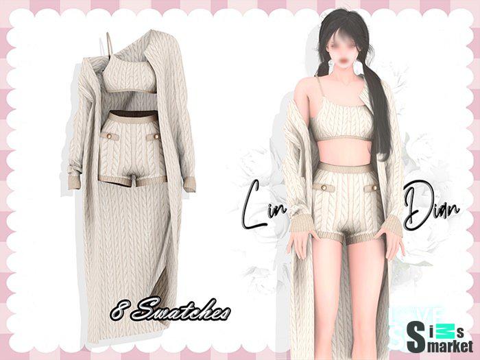 Пижама Long Coats and Pajama Sets для Симс 4. Скачать мод