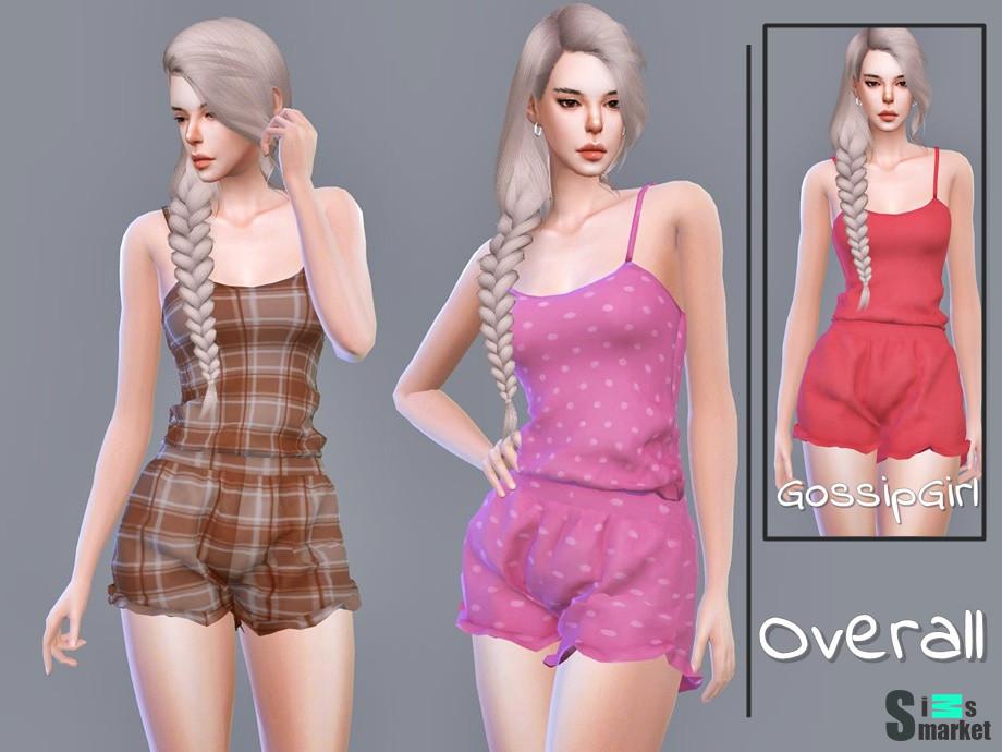 Пижама Overall by GossipGirl-S4 для Симс 4. Скачать мод