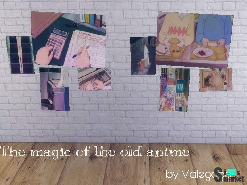 Плакаты The magic of the old anime для Симс 4. Скачать мод
