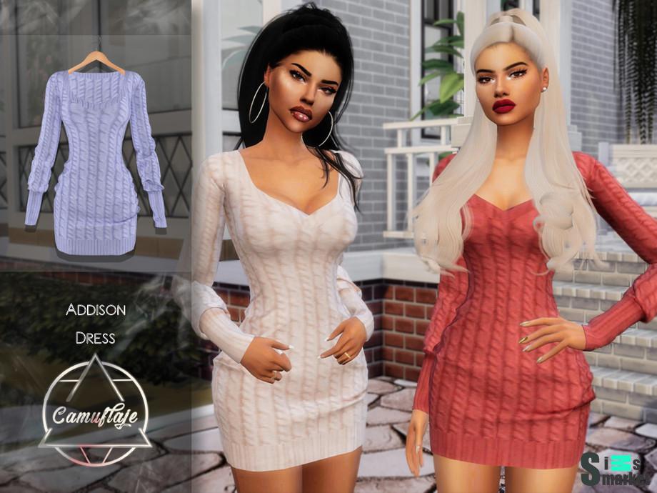 Платье Addison by Camuflaje для Симс 4. Скачать мод