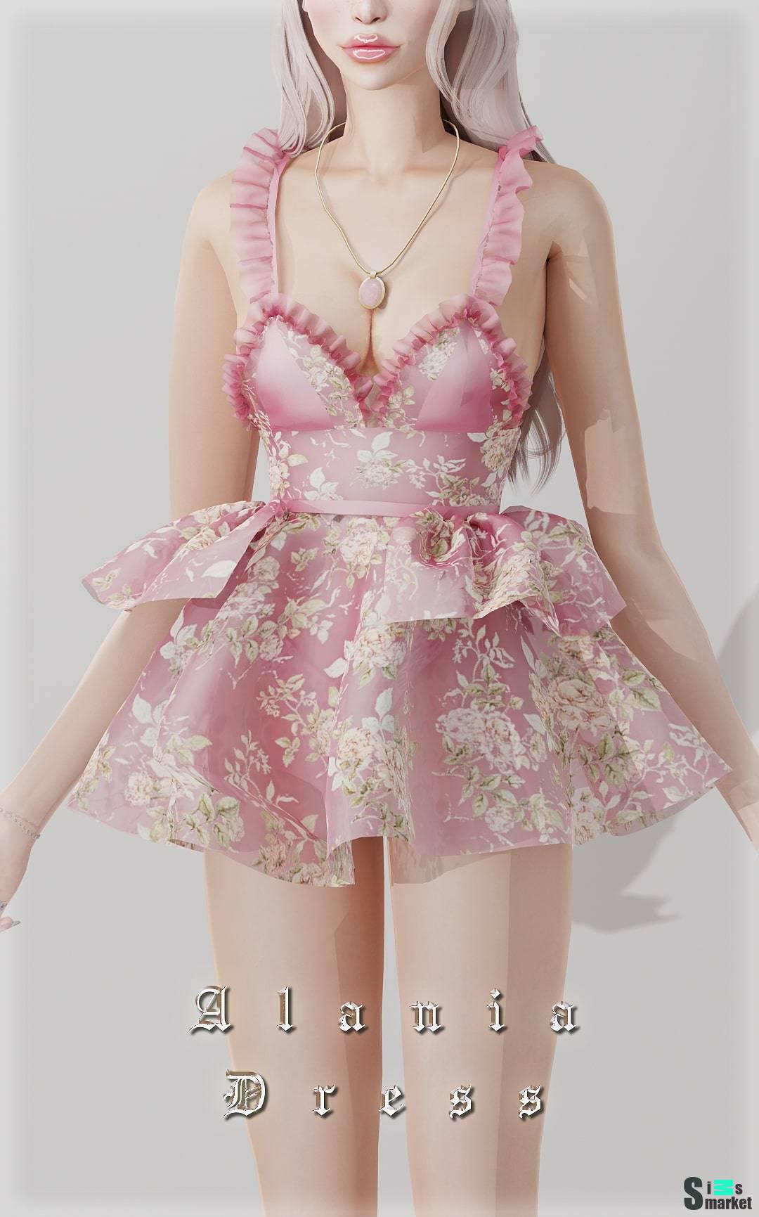 Платье "Alania Dress" для Симс 4 для Симс 4. Скачать мод