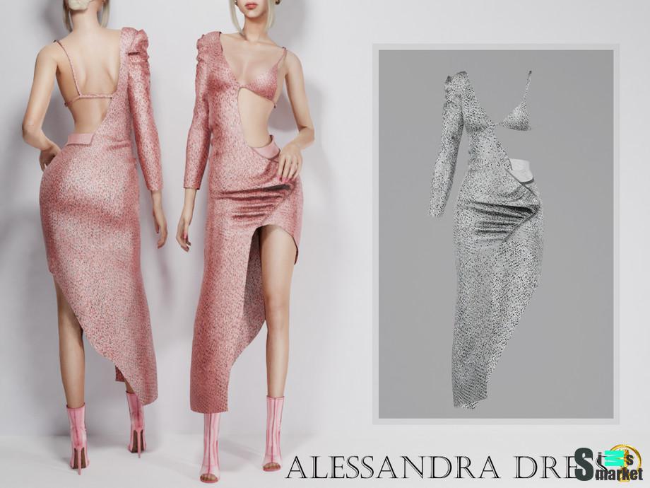 Платье Alessandra by turksimmer для Симс 4. Скачать мод