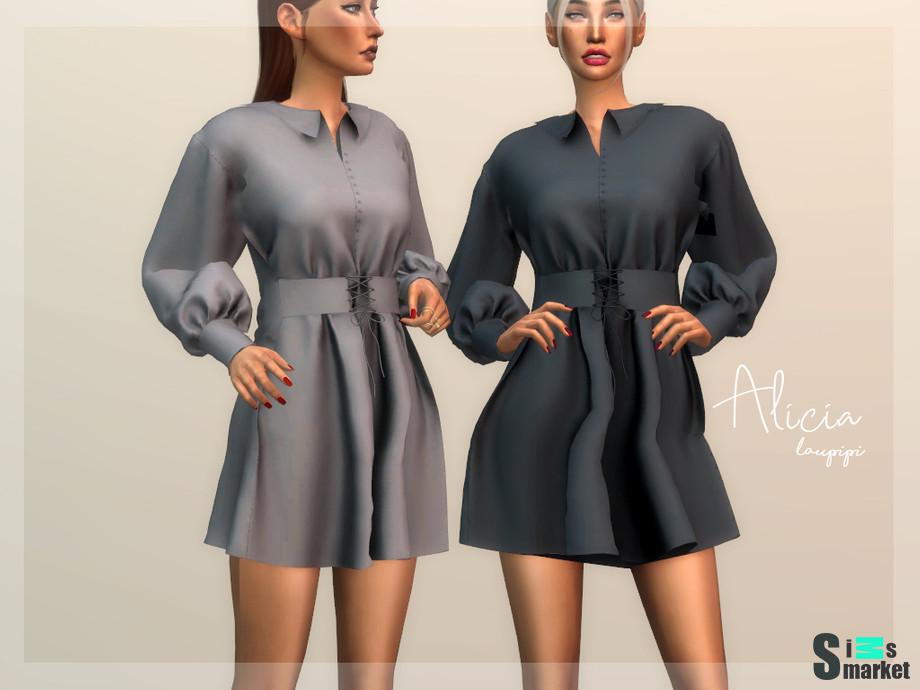 Платье Alicia by laupipi для Симс 4. Скачать мод