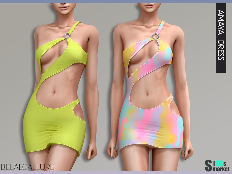 Платье Amaya by belal1997 для Симс 4. Скачать мод