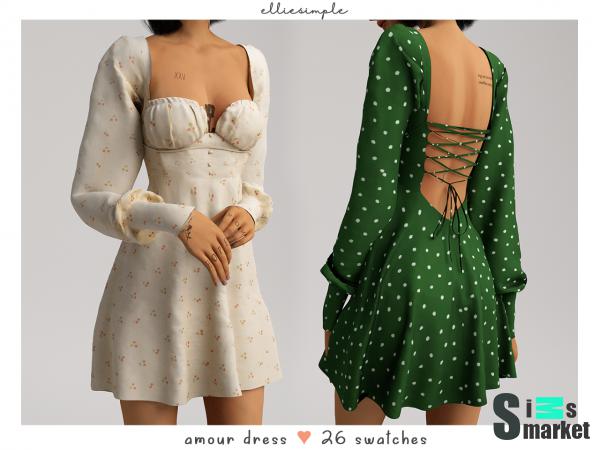 Платье amour by elliesimple для Симс 4. Скачать мод