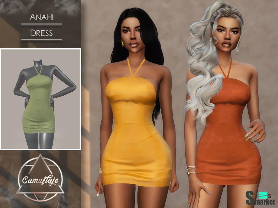 Платье Anahi by Camuflaje для Симс 4. Скачать мод