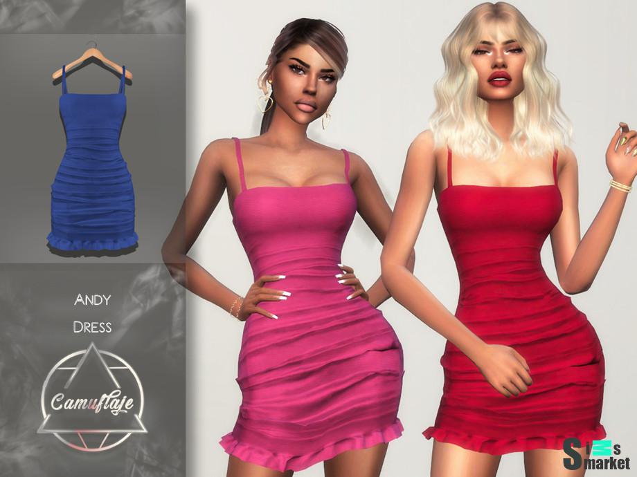Платье Andy by Camuflaje для Симс 4. Скачать мод