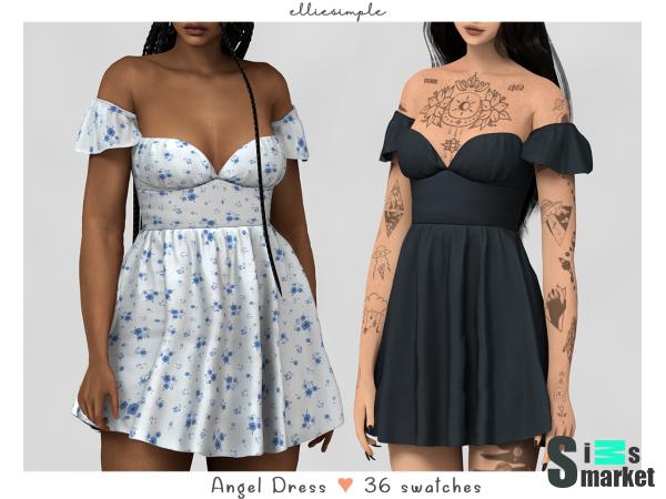 Платье angel by elliesimple для Симс 4. Скачать мод