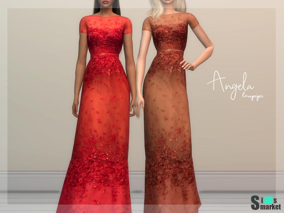 Платье Angela by laupipi  для Симс 4. Скачать мод